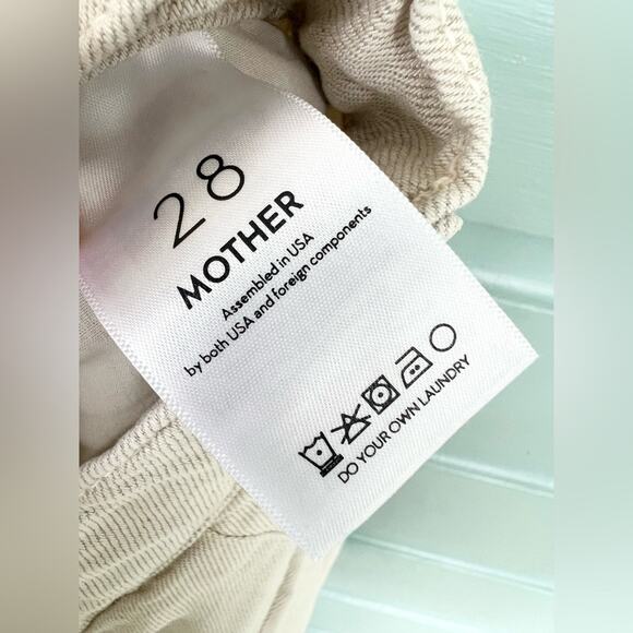 Mother high waisted pouty prep heel pants ultra wide leg linen lyocell cream 28 - Picture 13 of 16